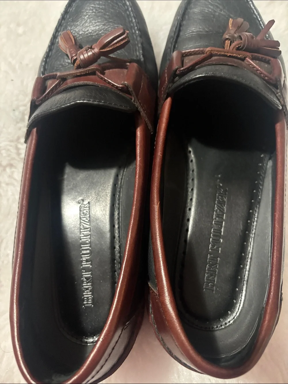 Men's Two-Tone Black and Brown Tassel Loafers